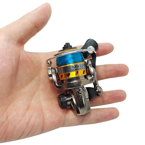 EMMRAGNO Mini 100 Small Metal Spinning Wheel Aluminum Fishing Reel with Metal Spool for Freshwater and All Season Fishing