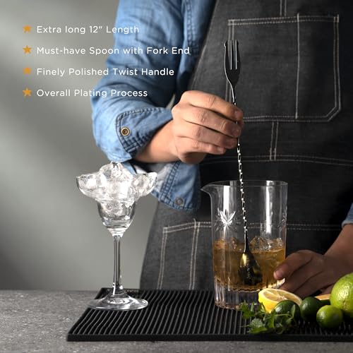 Homestia Stainless Steel Muddler for Cocktails - 10" Drink Muddler, 12" Bar Spoon Cocktail Spoon, 1&2oz Measuring Jigger, 3 PCS Home Bar Tool Set, Black Cocktail Gift for Mojitos Drinks