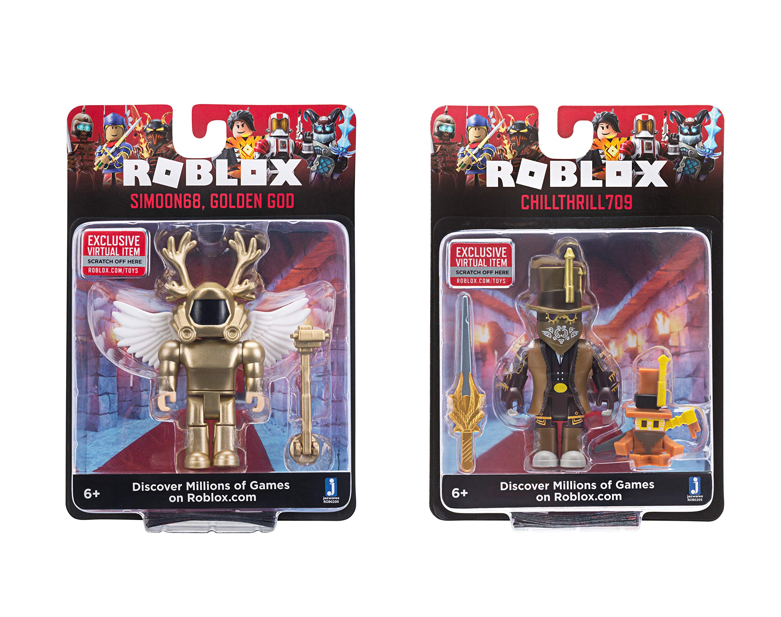 Roblox Action Collection - Steampunk, Simoon68 Golden God + chillthrill709 Two Figure Bundle [Includes 2 Exclusive Virtual Items]