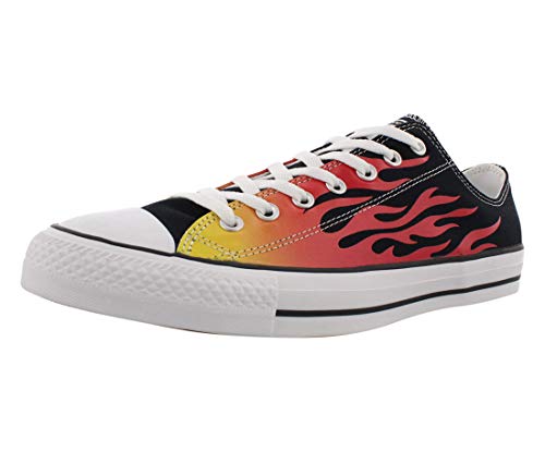 Converse Chuck Taylor All Star Low Flames shoe, Black/Enamel Red-fresh Yellow, 11 Women/9 Men