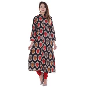 Ramkudi Indian Women's Printed Cotton Kurti Multicolor Top