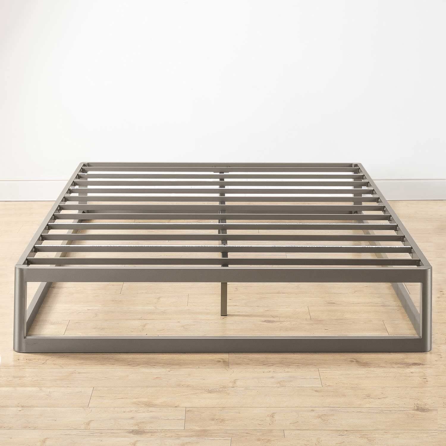 Mellow 12" Metal Platform Bed Frame w/Heavy Duty Steel Slat Foundation, Queen, Grey