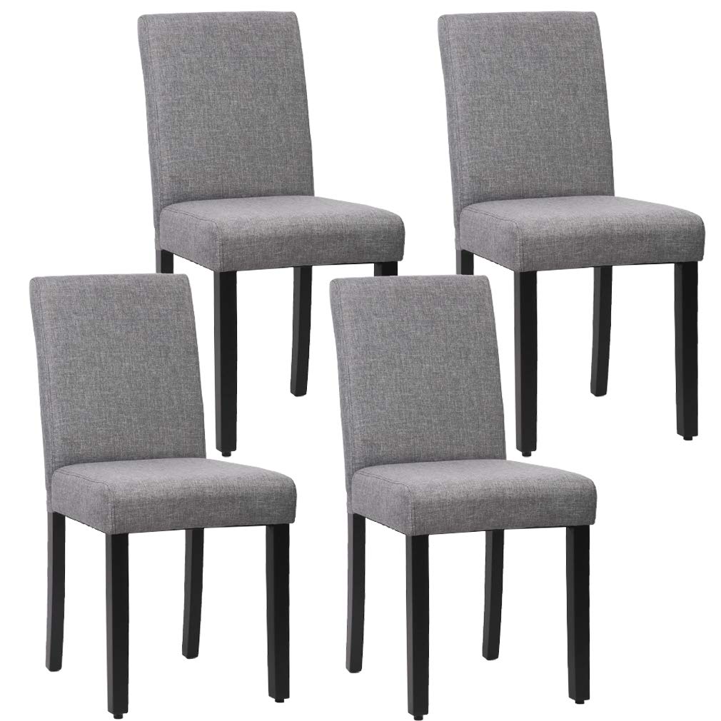 FDW Dining Chairs Set of 4,Dining Room Chairs Kitchen Chairs Elegant Design Modern Fabric Upholstered Dining Chairs,Fabric Grey