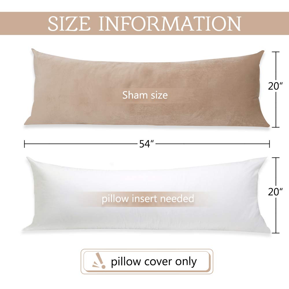 StangH Pregnancy Pillow Cover, Nursery Soft Velvet Body Pillowcase, King Size Zippered Long Pillowcase Cover for Kids/Toddler, Blush Beige, 20 x 54 inches, 1 Pc