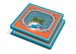 youthefan nfl miami dolphins 3d stadiumview coasters - hard rock stadium, 1 count (pack of 2)