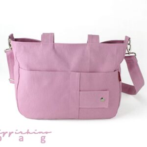 Multiple Pockets Canvas Shoulder Tote Bag for Women Crossbody Detachable Strap Zipper Closure Candy Pink