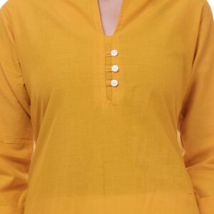 Ramkudi Indian Women's Plain Cotton Kurti Top (Mustrad)