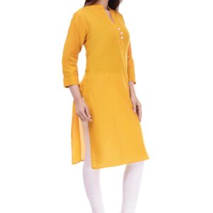 Ramkudi Indian Women's Plain Cotton Kurti Top (Mustrad)