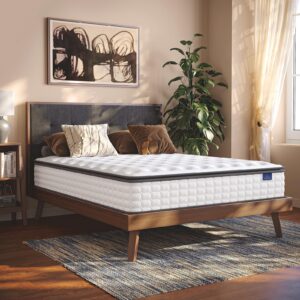 Vesgantti Twin XL Mattress, 10 Inch Hybrid XL Twin Mattress in a Box, Extra Long Pillow Top Twin Mattress, Gel Memory Foam and Pocket Coils Innerspring Mattresses, Medium Firm Plush Feel