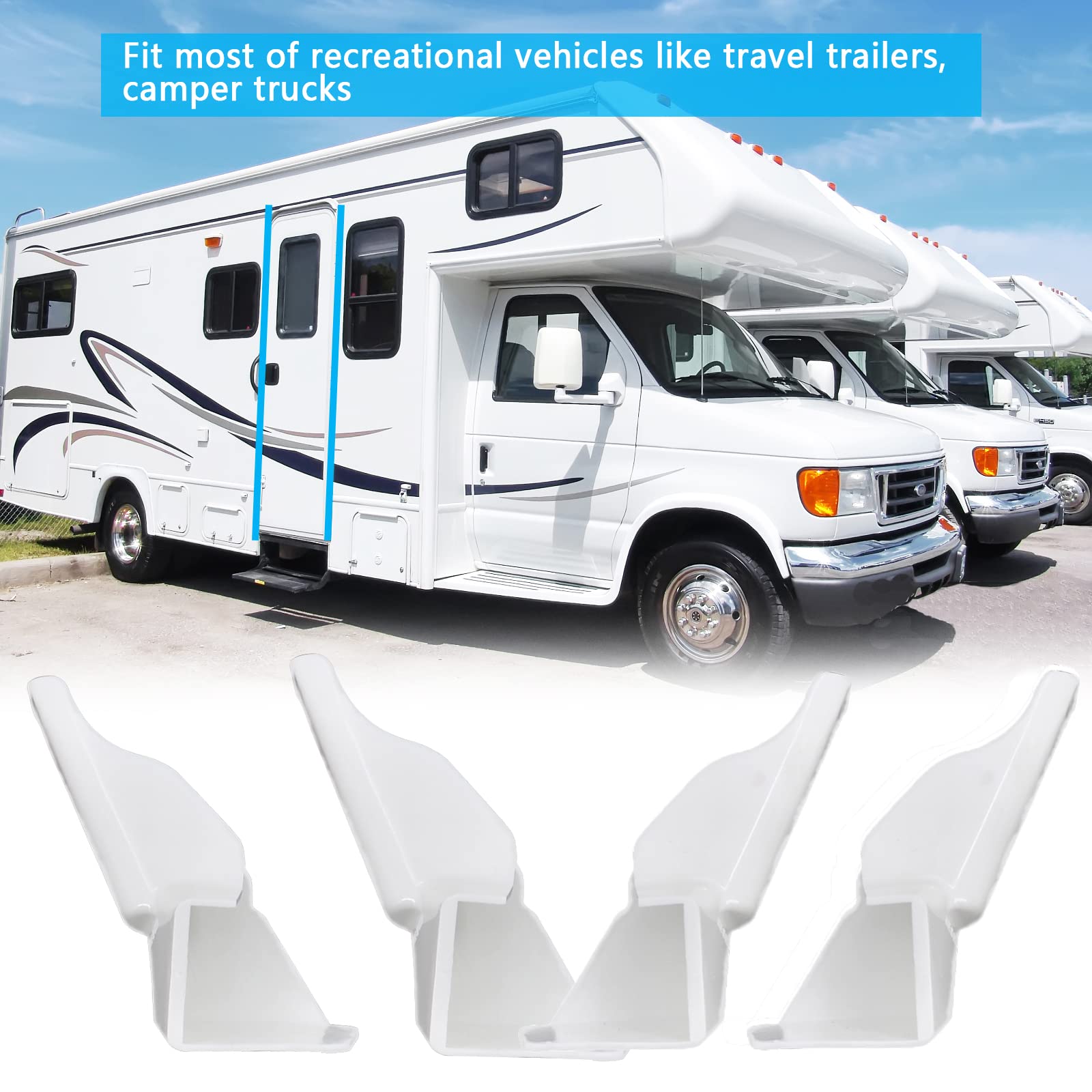 RV Gutter Spouts, White Rain Gutter Extensions to Protect The Top of RV in Rainy Days, Reduce Dirt and Black Streaks on Your RV（4 Left & 4 Right）