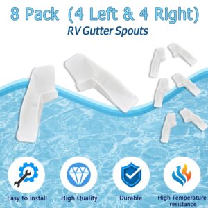 RV Gutter Spouts, White Rain Gutter Extensions to Protect The Top of RV in Rainy Days, Reduce Dirt and Black Streaks on Your RV（4 Left & 4 Right）