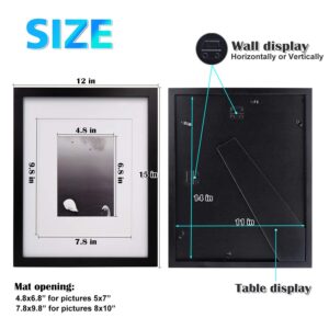 Egofine 11x14 Picture Frames Made of Solid Wood 4 PCS Black Covered by Plexiglass - for Table Top and Wall Mounting for Pictures 8x10 / 5x7 with Mat Horizontally or Vertically Display Photo Frame