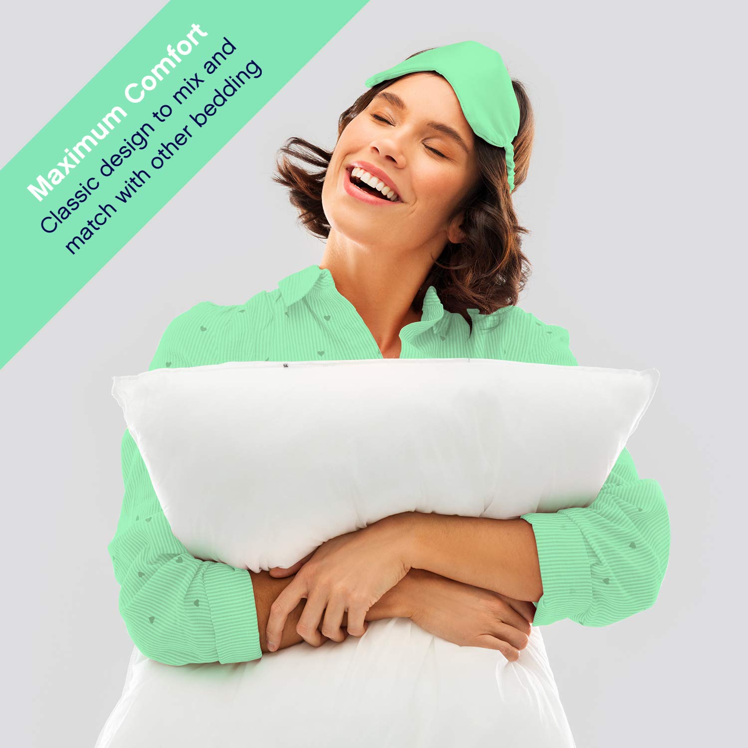 Celeep Bed Pillows (2 Pack) - Pillow Set - Hotel Quality Sleeping Pillows for Side, Stomach and Back Sleepers - Microfiber Filling - Soft and Supportive (Standard)