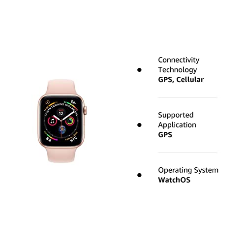 Apple Watch Series 4 (GPS + Cellular, 44MM) - Gold Aluminum Case with Pink Sand Sport Band (Renewed)