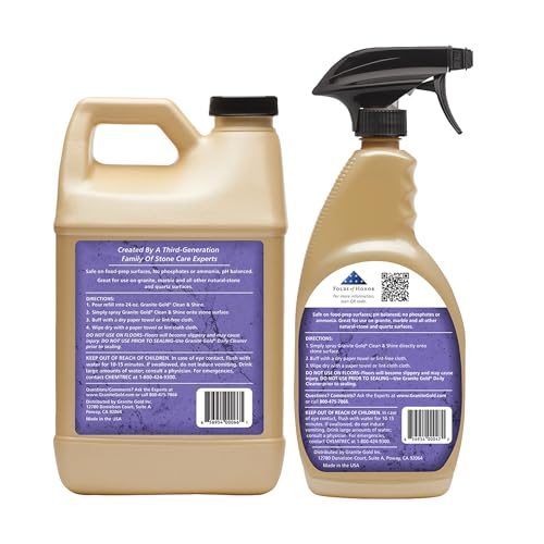 Granite Gold Clean and Shine Spray For Granite, Marble, Travertine, Quartz, Natural Stone Surfaces, 24 + 64 Fl Oz Value Pack