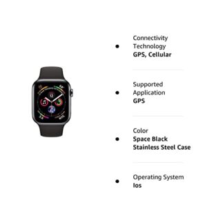 Apple Watch Series 4 (GPS + Cellular, 44MM) - Space Black Stainless Steel Case with Black Sport Band (Renewed)