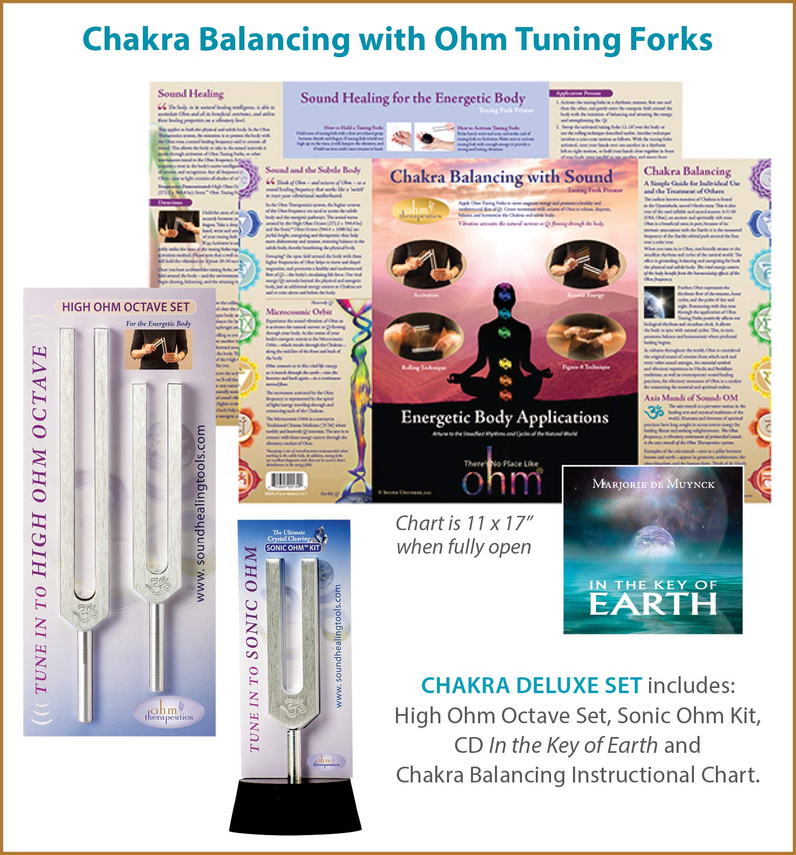 CHAKRA BALANCING with SOUND Multiple Octave Ohm Tuning Fork Set for Energy Practitioners & Sound Therapy (272.2 + 544.4 + 1088.8 hz)