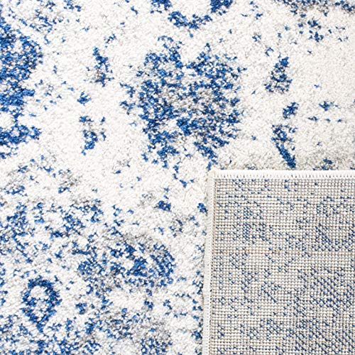 SAFAVIEH Madison Collection Area Rug - 10' x 14', White & Royal Blue, Boho Chic Distressed Design, Non-Shedding & Easy Care, Ideal for High Traffic Areas in Living Room, Bedroom (MAD611C)