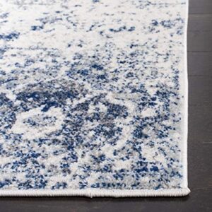 SAFAVIEH Madison Collection Area Rug - 10' x 14', White & Royal Blue, Boho Chic Distressed Design, Non-Shedding & Easy Care, Ideal for High Traffic Areas in Living Room, Bedroom (MAD611C)