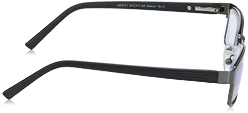 Foster Grant Men's Sawyer Multifocus Rectangular Reading Glasses, Matte Dark Gunmetal/Transparent, 54 mm + 2