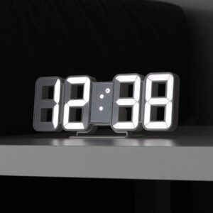 mooas 3d pure mini white led clock, multi-function led clock (calendar, alarm, temperature) (8.5" white table alarm clock)