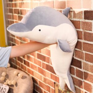 Levenkeness Dolphin Plush Hugging Pillow, Soft Large Dolphins Stuffed Animal Toy Doll Gifts for Kids, Valentine, Christmas, Bedding (19.7")