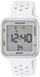 armitron sport unisex 40/8417swt digital chronograph white and grey perforated silicone strap watch