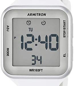 Armitron Sport Unisex 40/8417SWT Digital Chronograph White and Grey Perforated Silicone Strap Watch