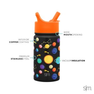 Simple Modern Kids Water Bottle with Straw Lid | Insulated Stainless Steel Reusable Tumbler for Toddlers, Boys | Summit Collection | 14oz, Solar System