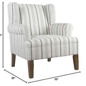 Benjara, Multicolor Wooden Accent Chair with Wing Back