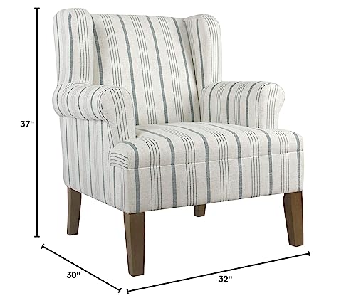 Benjara, Multicolor Wooden Accent Chair with Wing Back