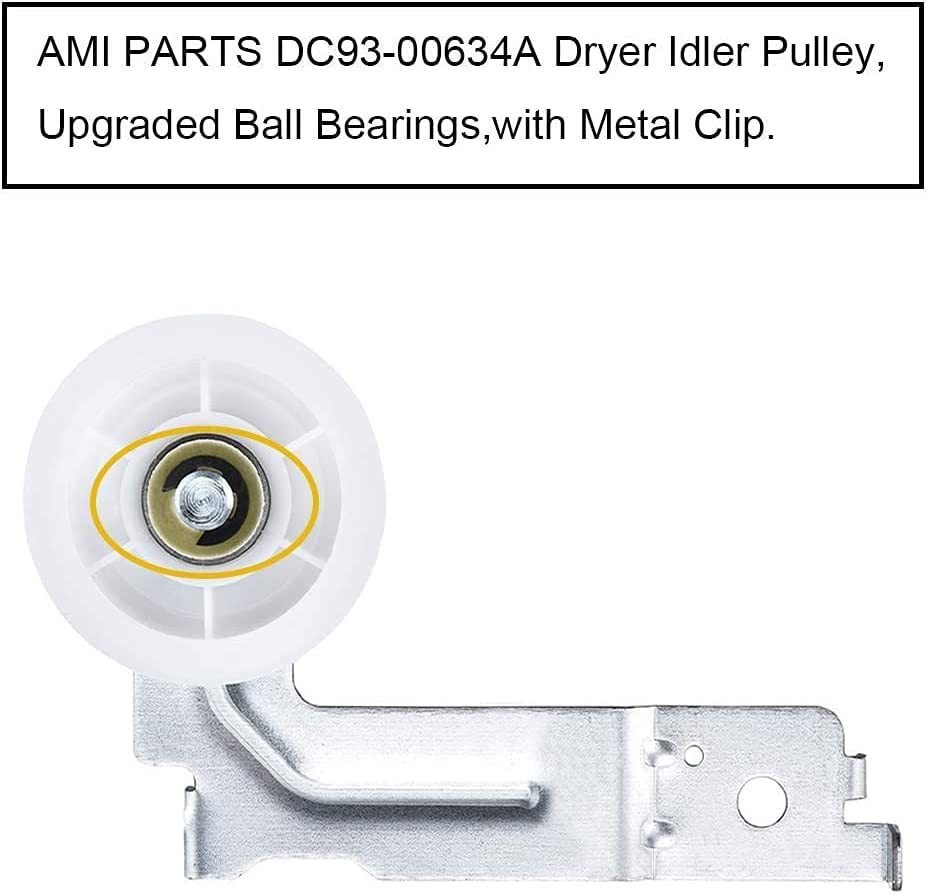 [UPGRADED DUAL BALL BEARINGS] DC93-00634a Samsung Dryer Idler Pulley -1 year warranty-Replaces Samsung Idler Pulley PD00032419 DC96-00882B DC96-00882C DC97-07509B 4455850 AP6038887 PS11771601