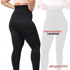 SHAPERMINT Compression Leggings for Women - Tummy Control Leggings for Women - Black Leggings Women - Womens Leggings - High Waisted Leggings - Black Leggings Tummy Control, X-Large