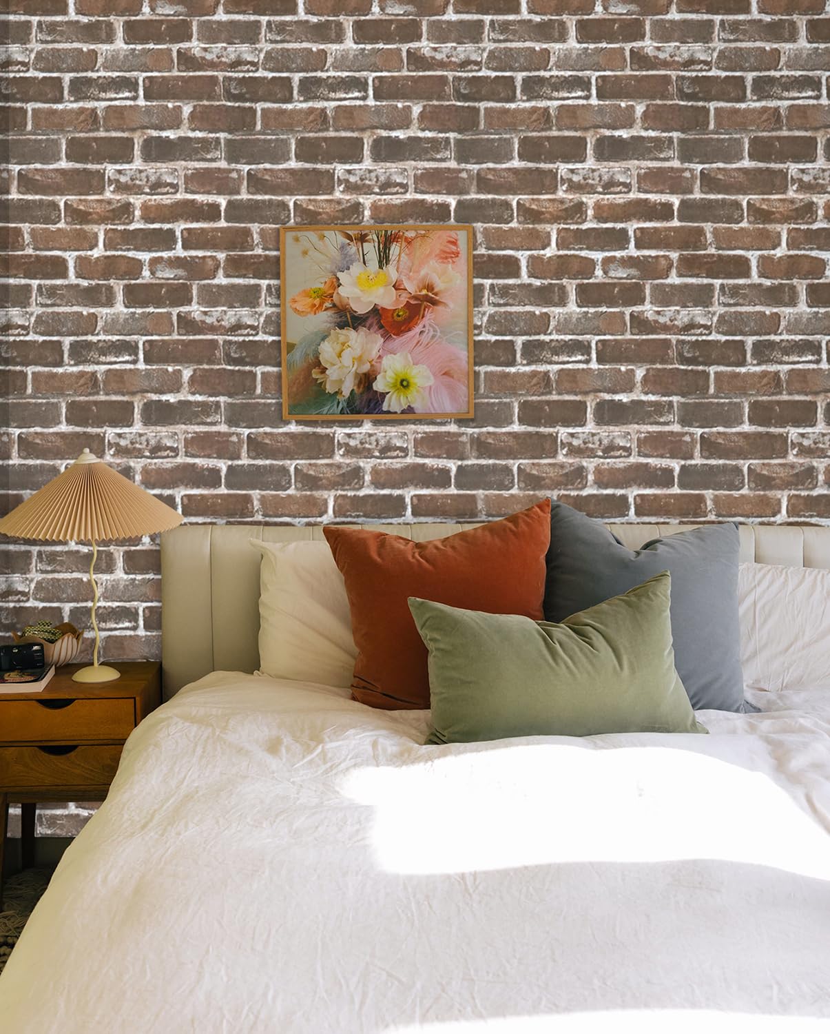 Timeet Vintage Brown Brick Wallpaper Peel and Stick Wallpaper 17.7"×197" Self Adhesive Brick Wallpaper Removable Faux 3D Brick Wallpaper for Walls Fireplace Autumn Home Decor