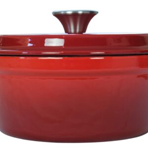 Enameled Cast Iron Dutch Oven Pot (7.87" / 20 cm diameter), Cocotte with Dual Handle and Cover Casserole Dish - Round Red