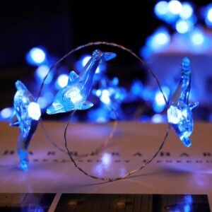 WSgift Crystal Dolphin Decorative String Lights, 18.7 Ft 40 LED USB Plug-in Silver Copper Wire Beach Theme Fairy Lights for Indoor Outdoor Decoration Projects (Cool White, Remote Control with Timer)