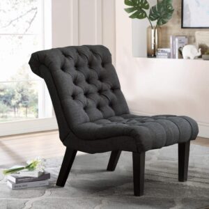 yongqiang upholstered accent chair for bedroom living room chairs armless slipper chair with wood legs gray fabric