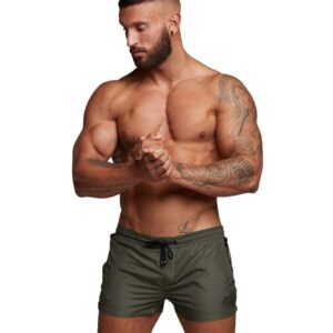 TONLEN Mens Swimwear Sports Shorts Swim Trunks with Zipper Pockets (US, Alpha, Large, Regular, Regular, Army Green)