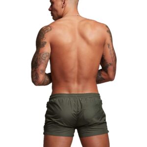 TONLEN Mens Swimwear Sports Shorts Swim Trunks with Zipper Pockets (US, Alpha, Large, Regular, Regular, Army Green)