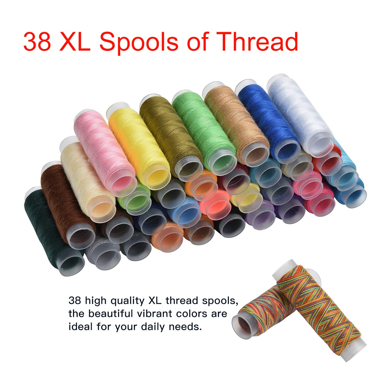 Sewing Kit, 184 Large Premium Sewing Supplies, 38 XL Thread Spools, Suitable for Traveller, Adults, Kids, Beginner, Emergency, DIY and Home Button Repair Kit