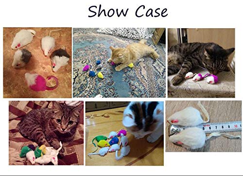 Kissmi 20 Pack Furry Cat Toys Mice Rattle Mice Cat Catcher Assorted Color