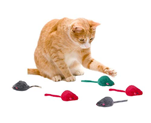 Kissmi 20 Pack Furry Cat Toys Mice Rattle Mice Cat Catcher Assorted Color