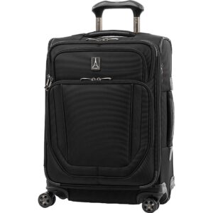 Travelpro Crew Versapack Softside Expandable 8 Spinner Wheel Carry on Luggage, USB Port, Men and Women, Jet Black, Carry on 21-Inch