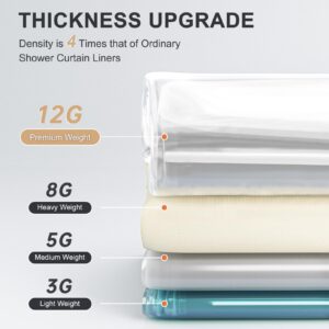 AmazerBath Heavy Duty Shower Curtain Liner 12 Gauge, 72 x 84 Inches Clear Shower Curtain Liner with 3 Clear Stones and 12 Grommet Holes, Weighted Plastic Shower Curtain Liner