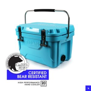 Titan Hard Ice Chest Cooler with Microban Protection - 20 Quarts (30 Can) Arctic Zone Cooler with Deep Freeze Insulation - Blue