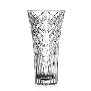 vase 12" flower vases, tall crystal vase, clear lead-free glass vase for flowers, large glass vases for living room, dining table centerpieces decor