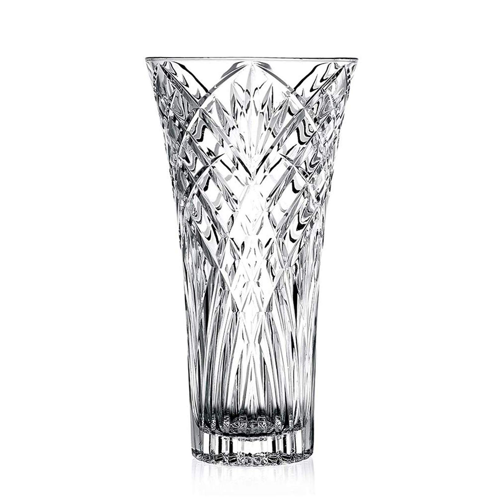 Vase 12" Flower Vases, Tall Crystal Vase, Clear Lead-Free Glass Vase for Flowers, Large Glass Vases for Living Room, Dining Table Centerpieces Decor