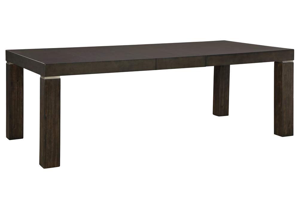 Signature Design by Ashley Hyndell Contemporary Dining Extension Table, Seats up to 8, Dark Brown