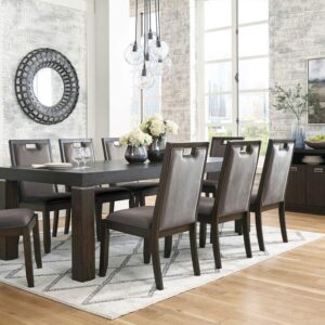 Signature Design by Ashley Hyndell Contemporary Dining Extension Table, Seats up to 8, Dark Brown