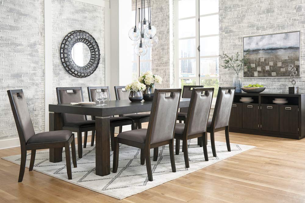 Signature Design by Ashley Hyndell Contemporary Dining Extension Table, Seats up to 8, Dark Brown